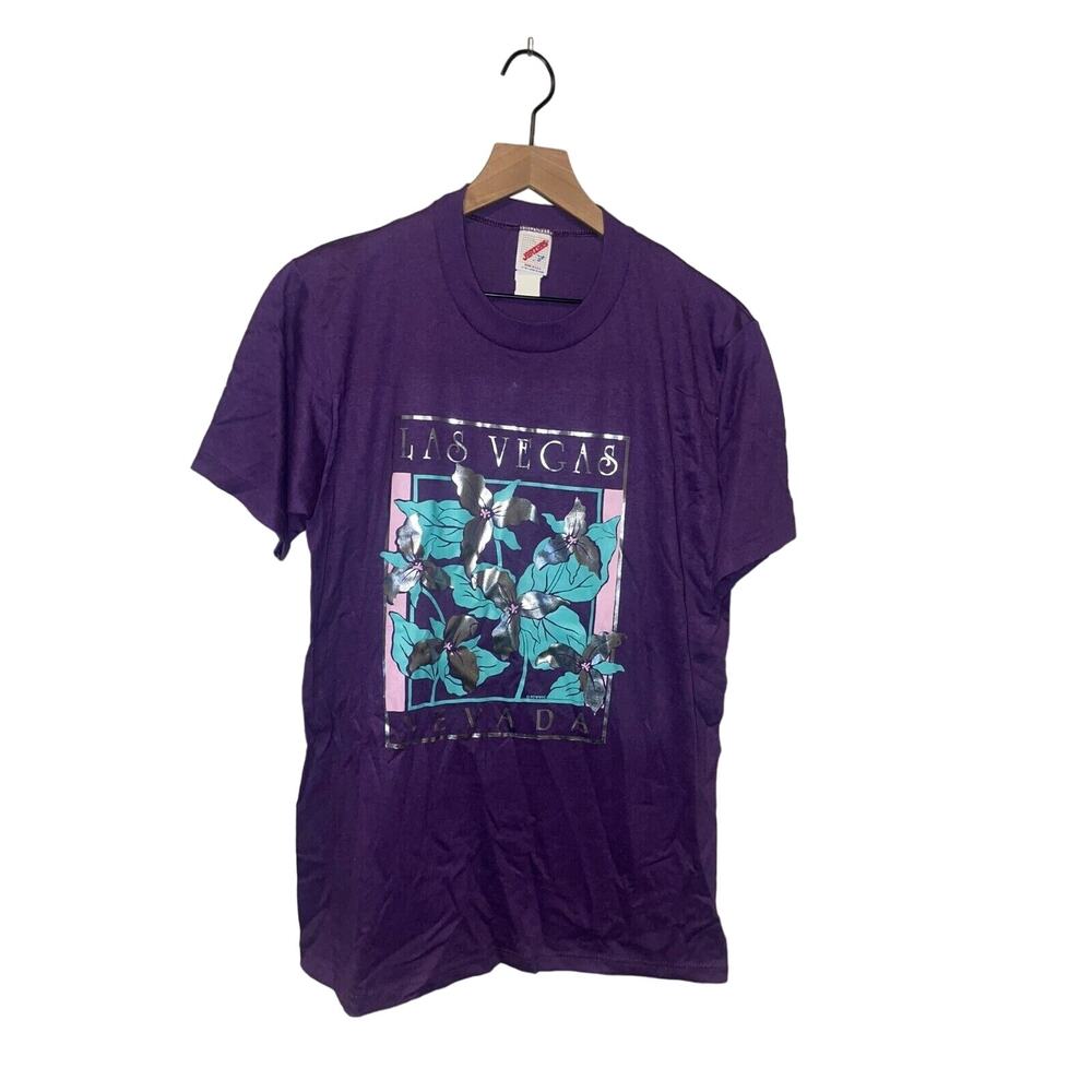 Vintage  Las Vegas Nevada Shirt Wildflower Flower Graphic Jerzees 90s Tee VTG L